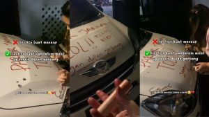 Viral Wanita Coret-coret Mobil Agya Pakai Lipstik yang Parkir di Depan Rumah
