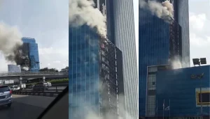 Gedung K Link Tower di Gatot Subroto Dilalap Api, Asap Hitam Membumbung Tinggi