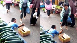 Viral Modus Pengemis Pura-pura cacat di Pasar Way Halim Bandar Lampung