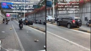 Video Viral Mobil Polisi Tabrak Tiang Lampu Jalan di Pondok Indah