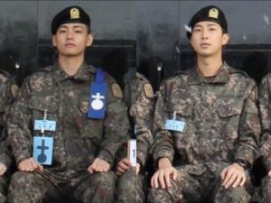Viral Foto RM dan V BTS Pas Wamil