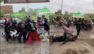 VIRAL Gerombolan Pesilat di Tuban Keroyok Pemotor Sampai Terjatuh dan Terluka