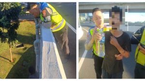VIRAL Aksi Polisi Selamatkan Pria yang Ingin Bunuh Diri di Jalan Layang Tol Anatasari