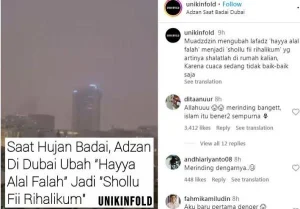 Viral Muazin di Dubai Ubah Lafal Azan saat Badai Jadi ‘Salat di Rumah saja’