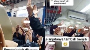 Viral di Tiktok Rombongan Emak-emak Nyanyi dan Berisik di Kereta