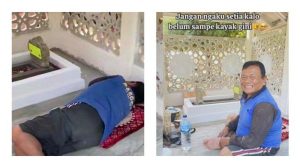 Viral Seorang Suami Bikin Tempat Tidur di Samping Makam Istri