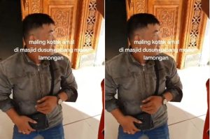 VIRAL Maling Kotak Amal Masjid Kepergok Warga di Lamongan