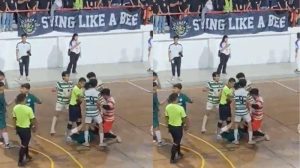 Sadis! Pertandingan Futsal Memanas, Kiper Nekat Injak Leher Pemain Lawan