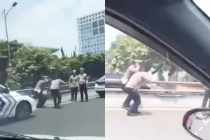 Viral Dua Polisi Dihukum Jongkok Berdiri di Pinggir Tol Jakbar