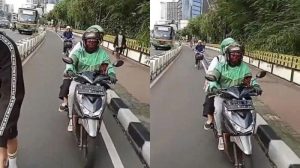 Viral Aksi Driver Ojol Masuk Jalur Pesepeda, Tak Terima Ditegur Ojol Dorong Pesepeda Hingga Terjatuh