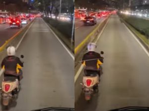 Viral! Pemotor Melaju Pelan di Jalur Busway Meski Sudah Diklakson
