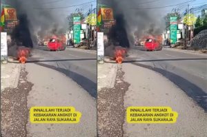 Ngeri Angkot Terbakar di Sukabumi, Sopir Alami Luka