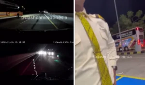 Viral Bus Rosalia Indah Ugal-ugalan di Tol Salip dari Bahu Jalan Langsung Kanan