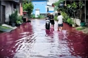 Viral Air Banjir Berwarna Merah Hebohkan Warga Joyotakan Solo