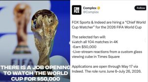 Lowongan Kerja Nonton Piala Dunia 2026, Digaji 867 Juta